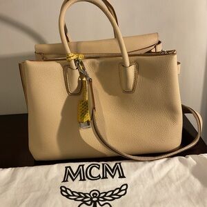 MCM Beige Leather Satchel